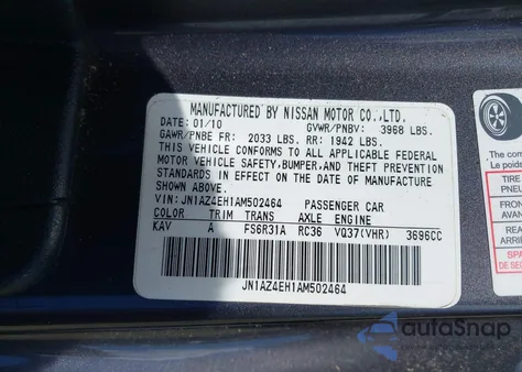 2010 Nissan 370Z Touring from USA, damaged, VIN JN1AZ4EH1AM502464